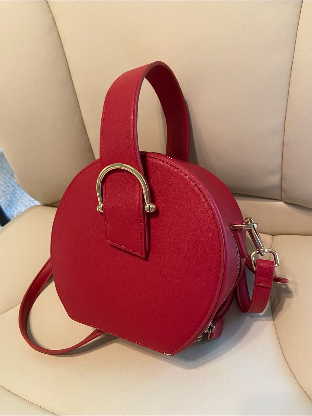 Topshop Red Round Mini Crossbody with Gold Accent